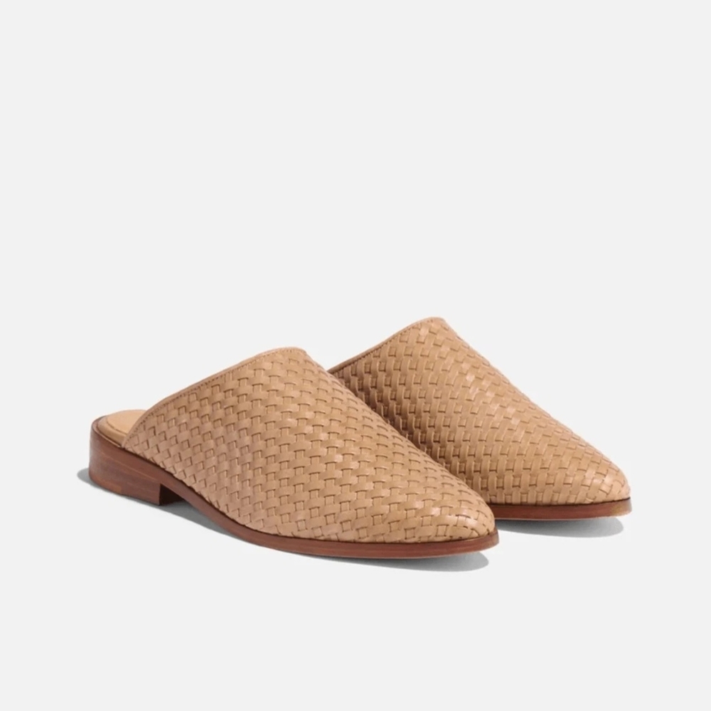 Nisolo Women's 8.5 Brown Ama Woven Mule Brandy Leather Flat Mules Slip On Shoes - Picture 1 of 11